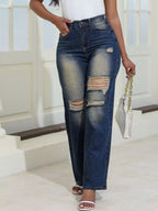 High-waisted Distressed Wide-leg Jeans (3)