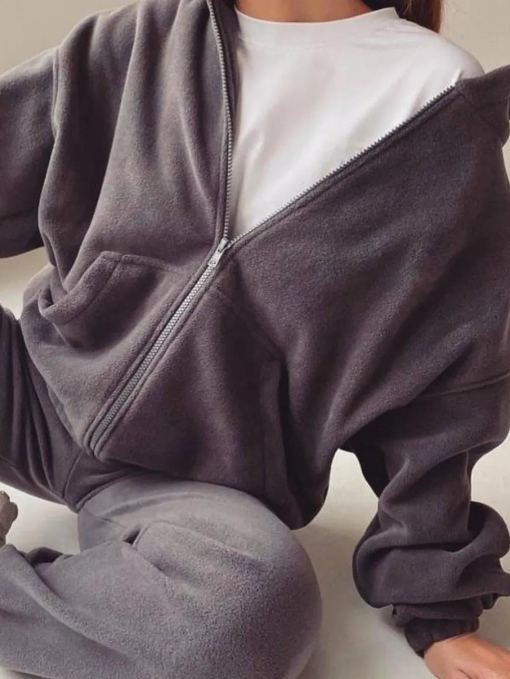 Zip Up Long Sleeve Hoodie Joggers Set (4)