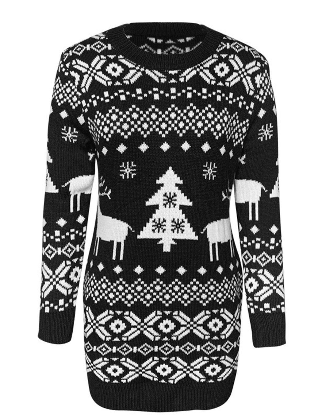 Christmas Element Round Neck Mini Sweater Dress (9)