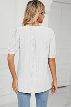 Eyelet Notched Short Sleeve T-shirt (15)