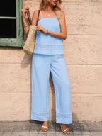 Lace Trim Cami Wide Leg Pants Set (9)