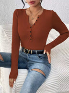 Ribbed Knit Button Front Top (11)