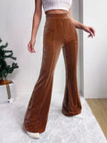 Full Size High-waisted Velvet Flare Pants Plus