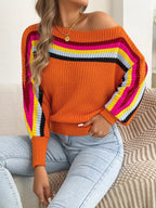 Striped Knit Boat Neck Sweater (19)
