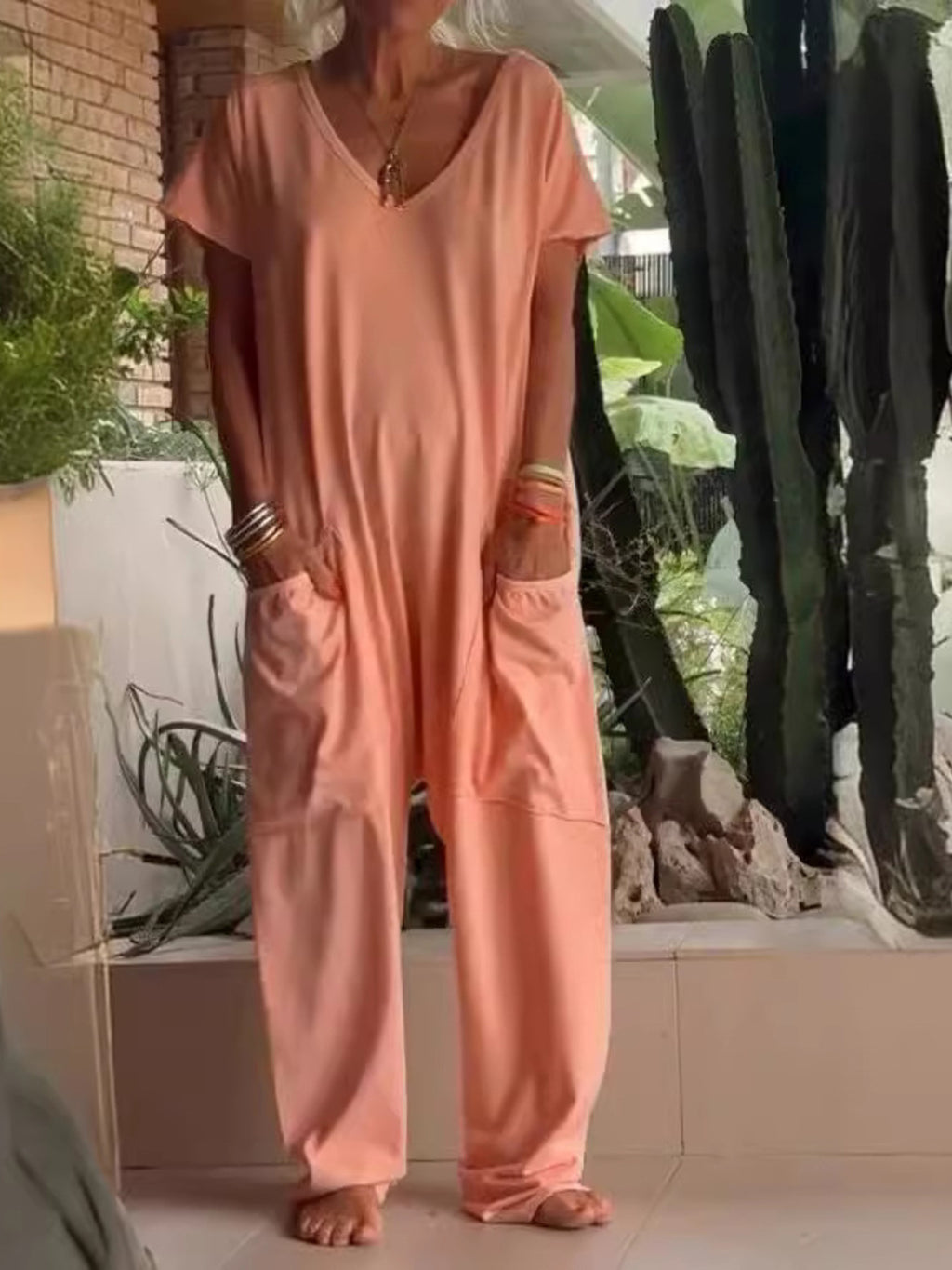 Loose V-neck Wide Leg Jumpsuit (10)