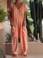 Loose V-neck Wide Leg Jumpsuit (10)