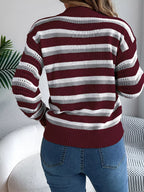 Striped Round Neck Long Sleeve Sweater (12)