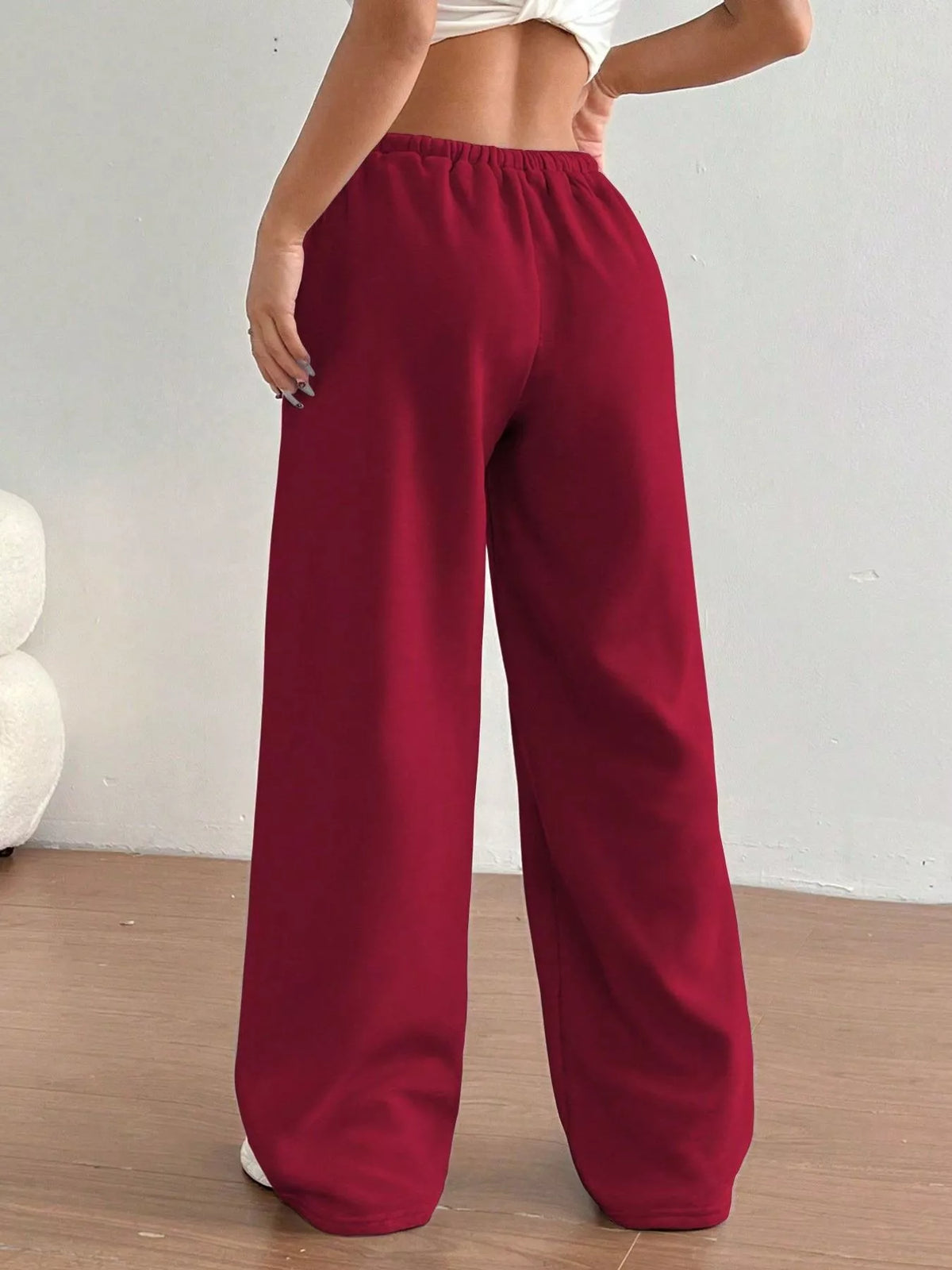 Casual Drawstring High Waist Wide Leg Sweatpants (20)