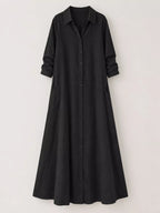 Full Size Button Front Long Sleeve Maxi Shirt Dress Plus (27)