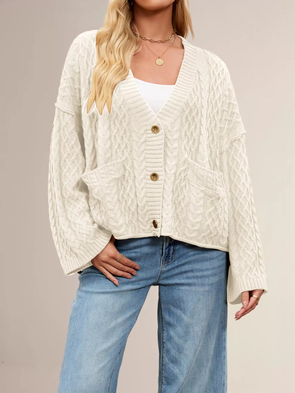 Cable Knit Button-down Cardigan (24)