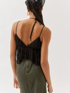 Lace Cropped Cami Flowy Hem (7)