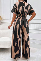 Printed V-neck Short Sleeve Wide Leg Jumpsuit (10)