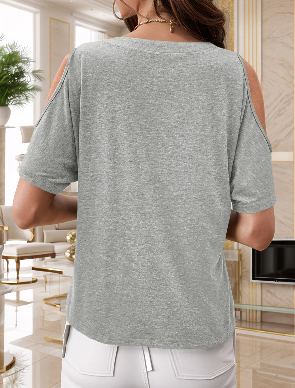 Full Size Cold Shoulder Button Front T-shirt Plus (5)