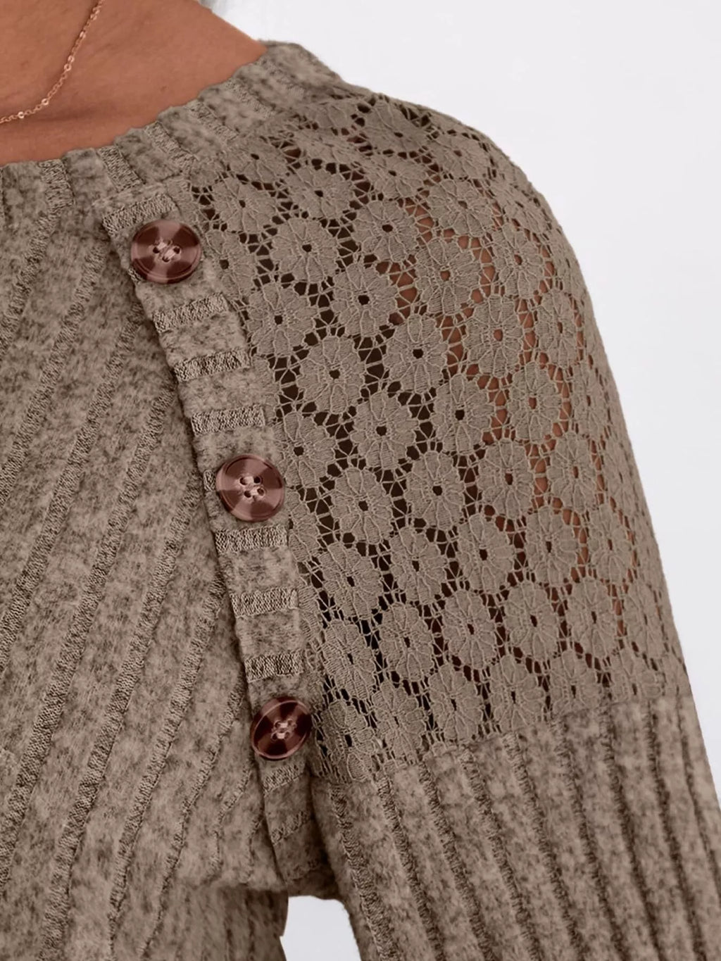 Ribbed Knit T-shirt Lace Shoulder Detail (28)