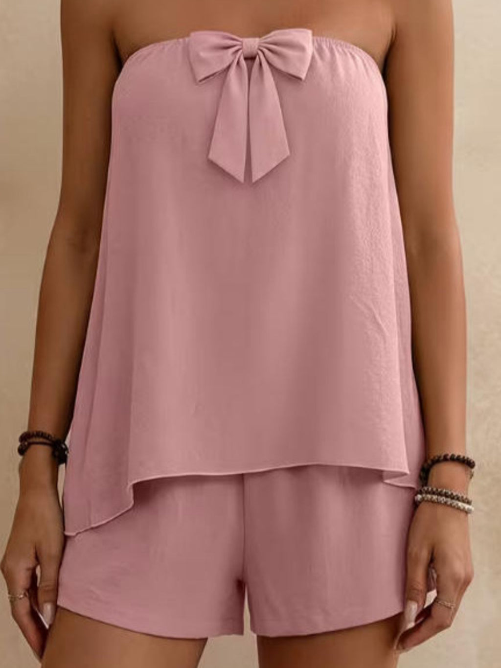 Bowknot Tube Top Shorts Set (2)