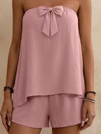 Bowknot Tube Top Shorts Set (2)