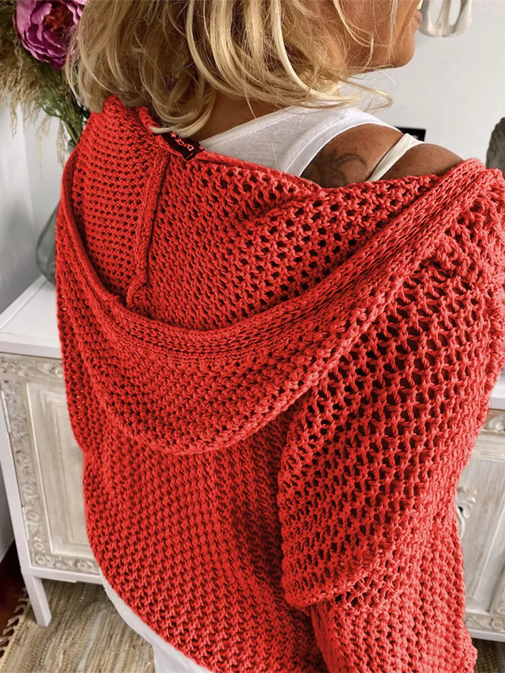 Openwork Hooded Long Sleeve Sweater (12)