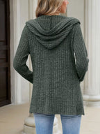 Ribbed Knit Hooded Button-down Cardigan (21)