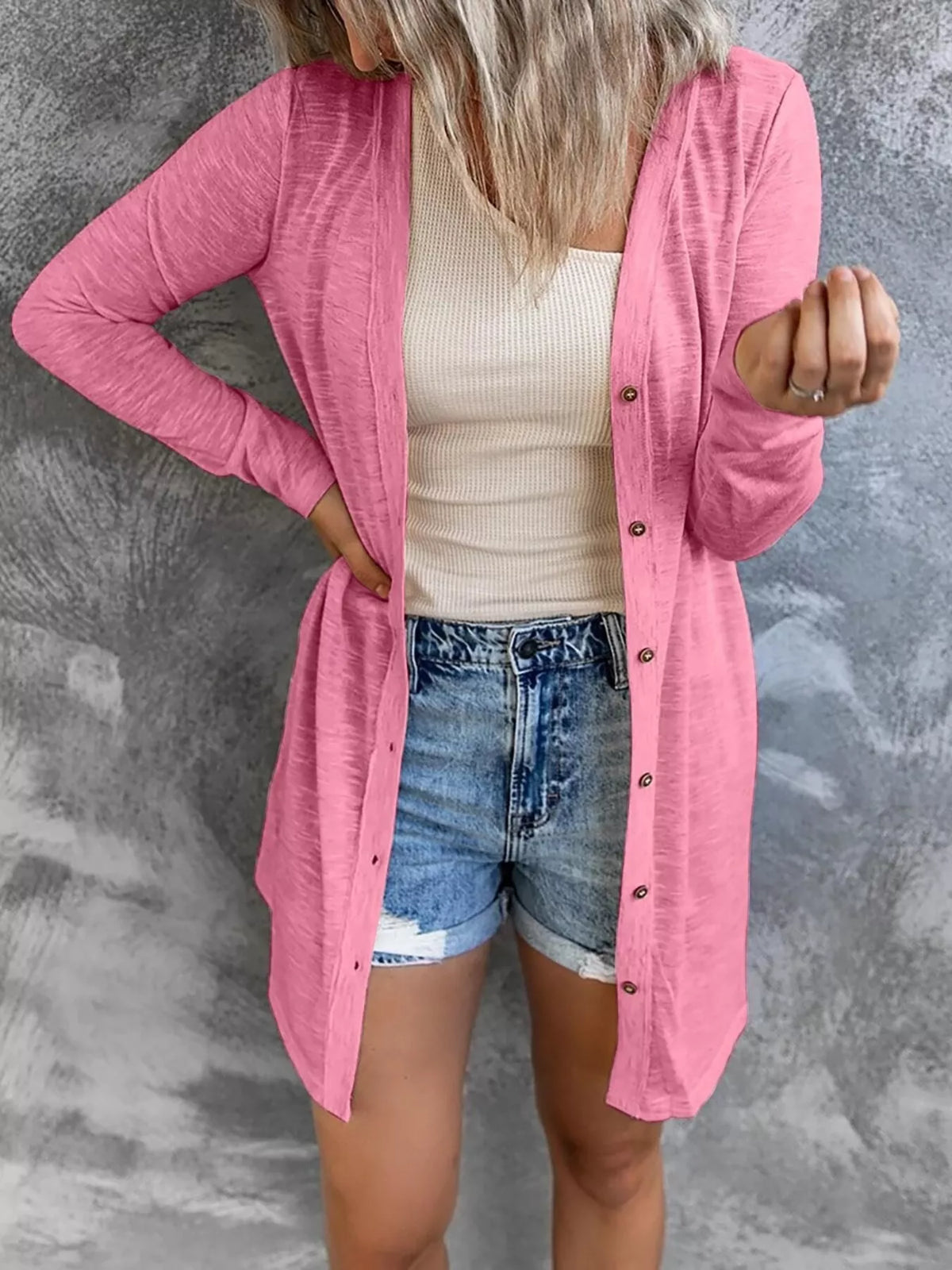 Full Size Lightweight Button-up Cardigan Plus (3)