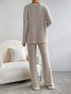 Ribbed Knit Long Sleeve Top Pants Set (4)