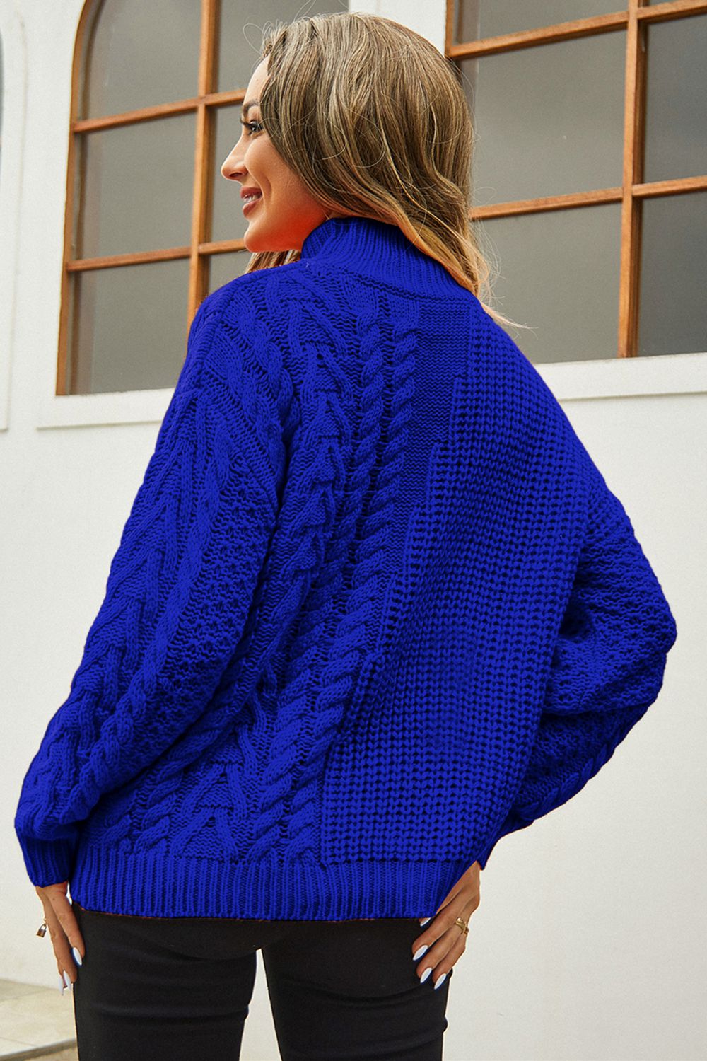 Cable-knit Turtle Neck Long Sleeve Sweater (16)