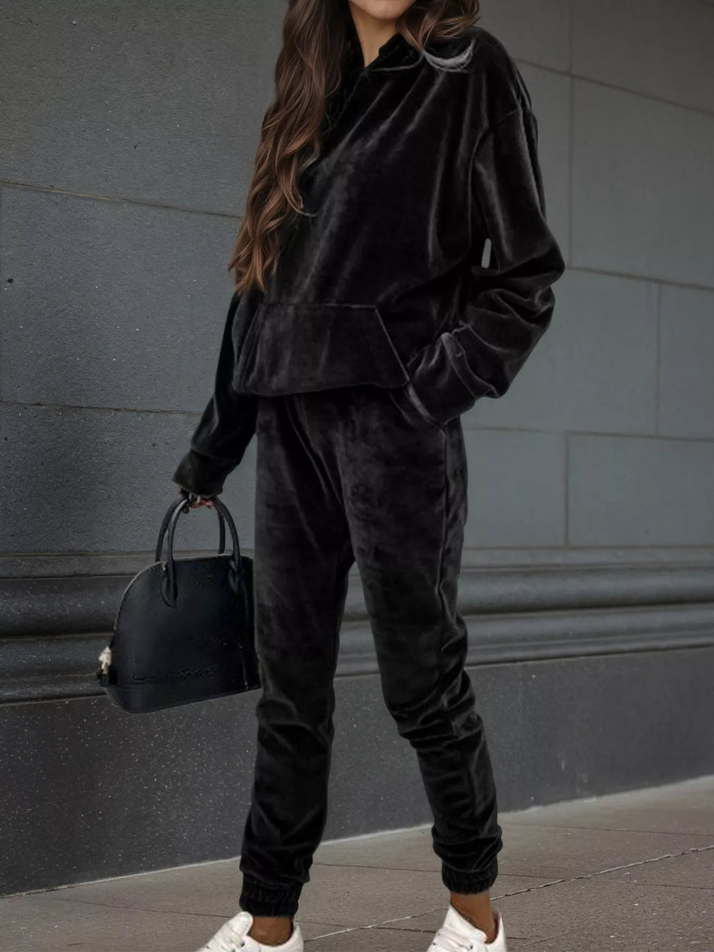 Velvet Long Sleeve Hoodie Pants Set (6)