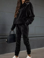 Velvet Long Sleeve Hoodie Pants Set (6)