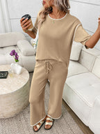 Round Neck Half Sleeve Top Pants Set (19)