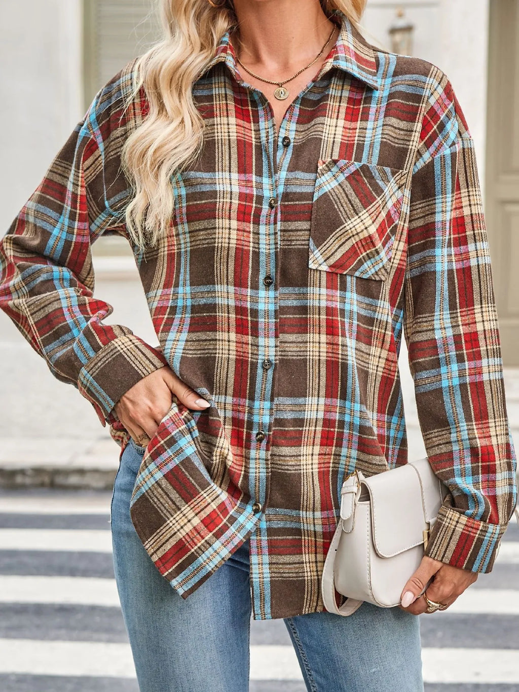 Plaid Button Up Long Sleeve Shirt (5)