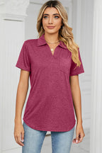 Johnny Collar Short Sleeve Blouse (22)