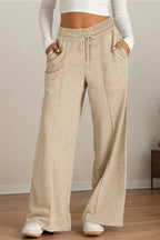 Drawstring Elastic Waist Wide Leg Pants (25)