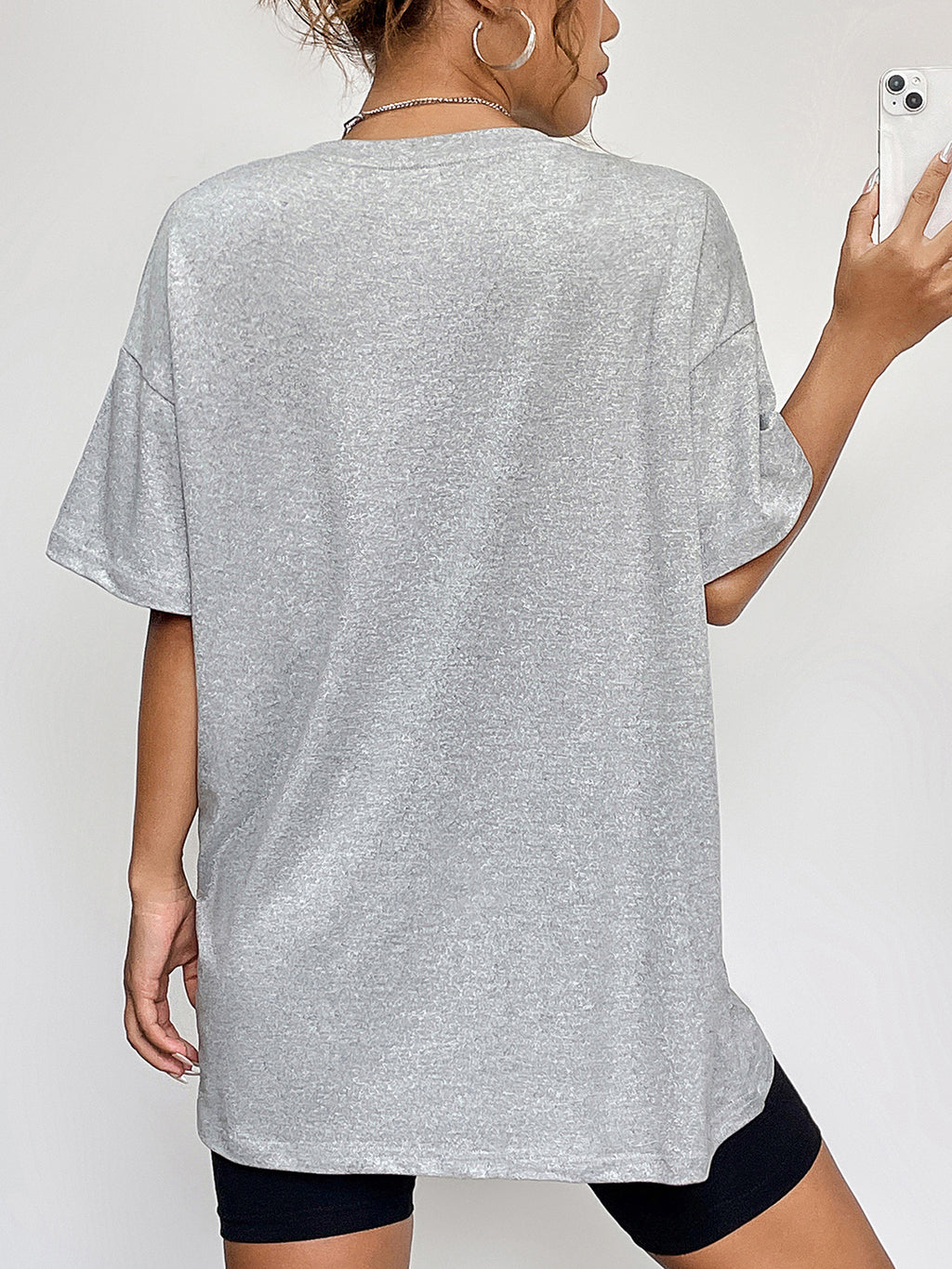 Round Neck Short Sleeve Let's Go Graphic T-shirt (9)