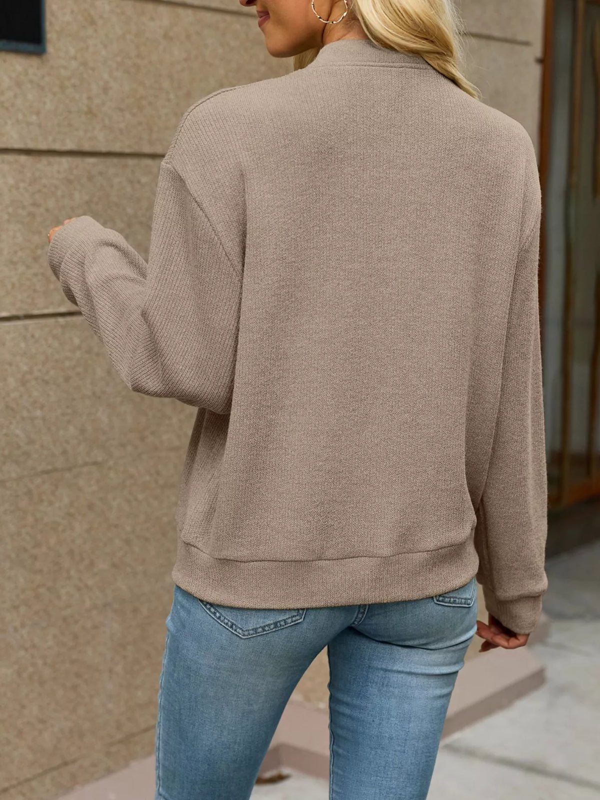 Zip-up Dropped Shoulder Top (19)