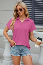 Johnny Collar Short Sleeve Blouse (7)