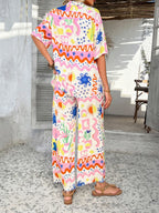 Printed Button Down Shirt Pants Set (5)