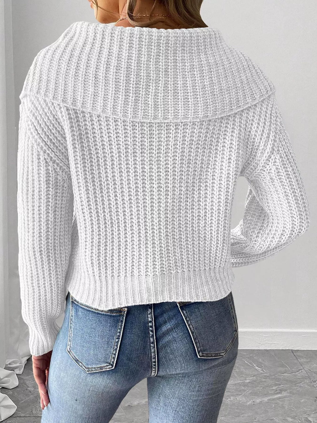 Contrast Bow Long Sleeve Sweater (4)