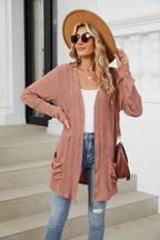 Pocketed Open Front Long Sleeve Cardigan (4)