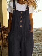 Casual Button Front Wide Leg Overalls (10)