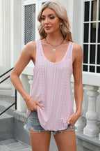 Eyelet Scoop Neck Wide Strap Tank (6)