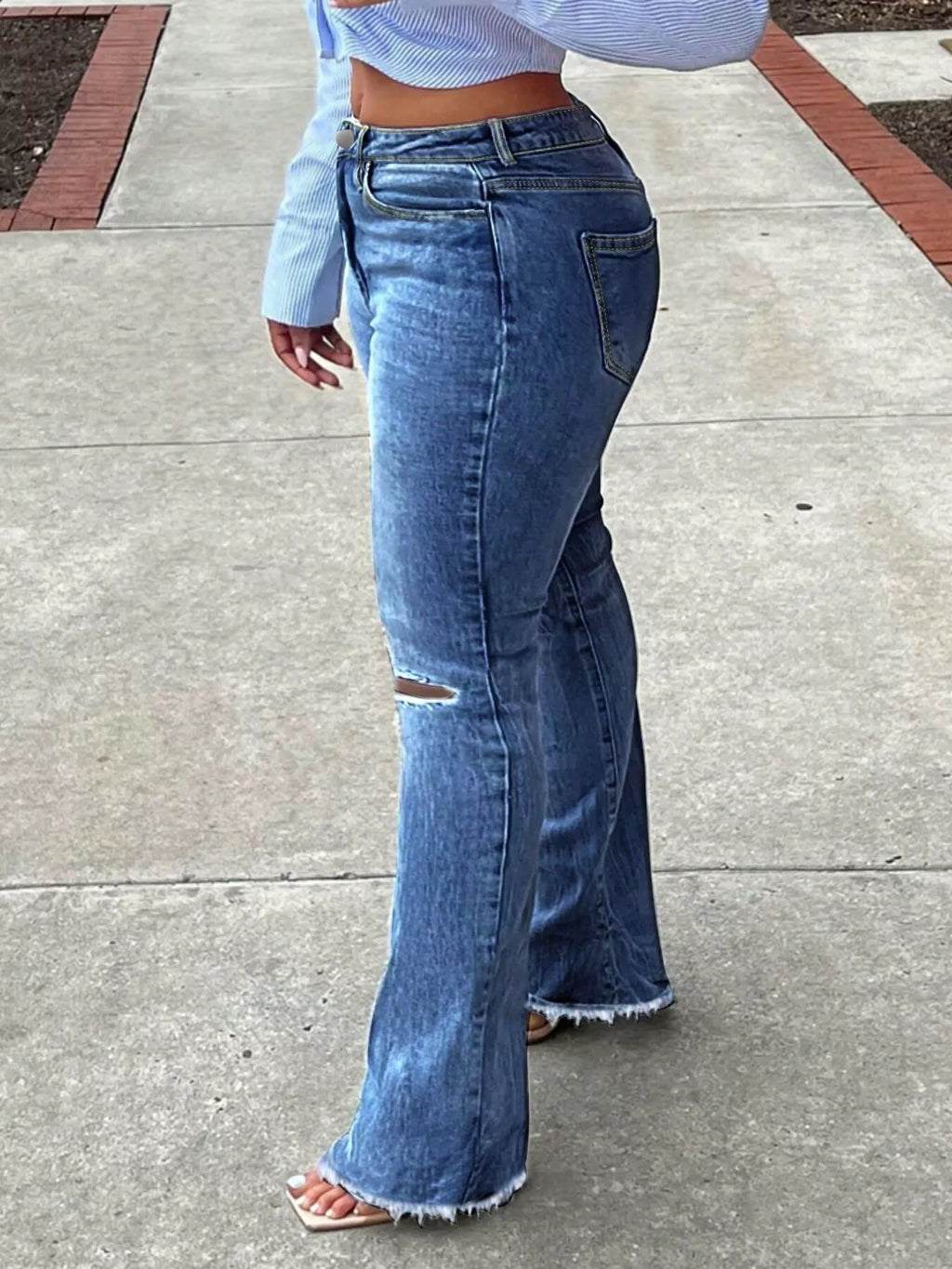 Ripped Knee Flare Jeans (7)