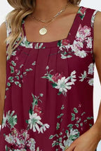 Printed Square Neck Curved Hem Tank (18)
