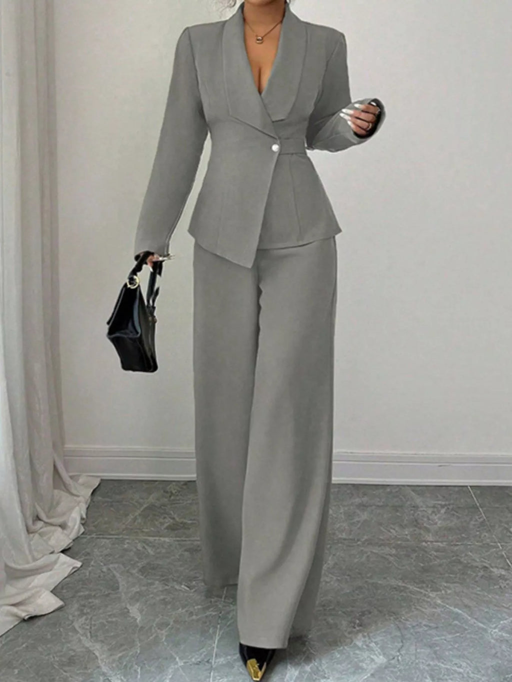 One Button Blazer Pants Set (19)