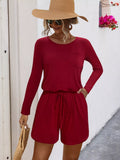 Long Sleeve Drawstring Romper