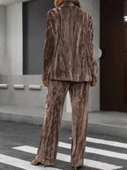 Lapel Collar Long Sleeve Blazer Pants Set (12)