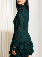 Lace Mock Neck Long Sleeve Mini Dress (6)