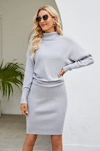 Ribbed Mock Neck Long Sleeve Dress (5)
