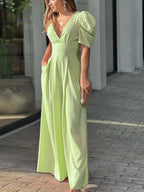 Puff Sleeve Wide Leg Jumpsuit