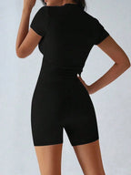 Round Neck Short Sleeve Top Shorts Set (7)