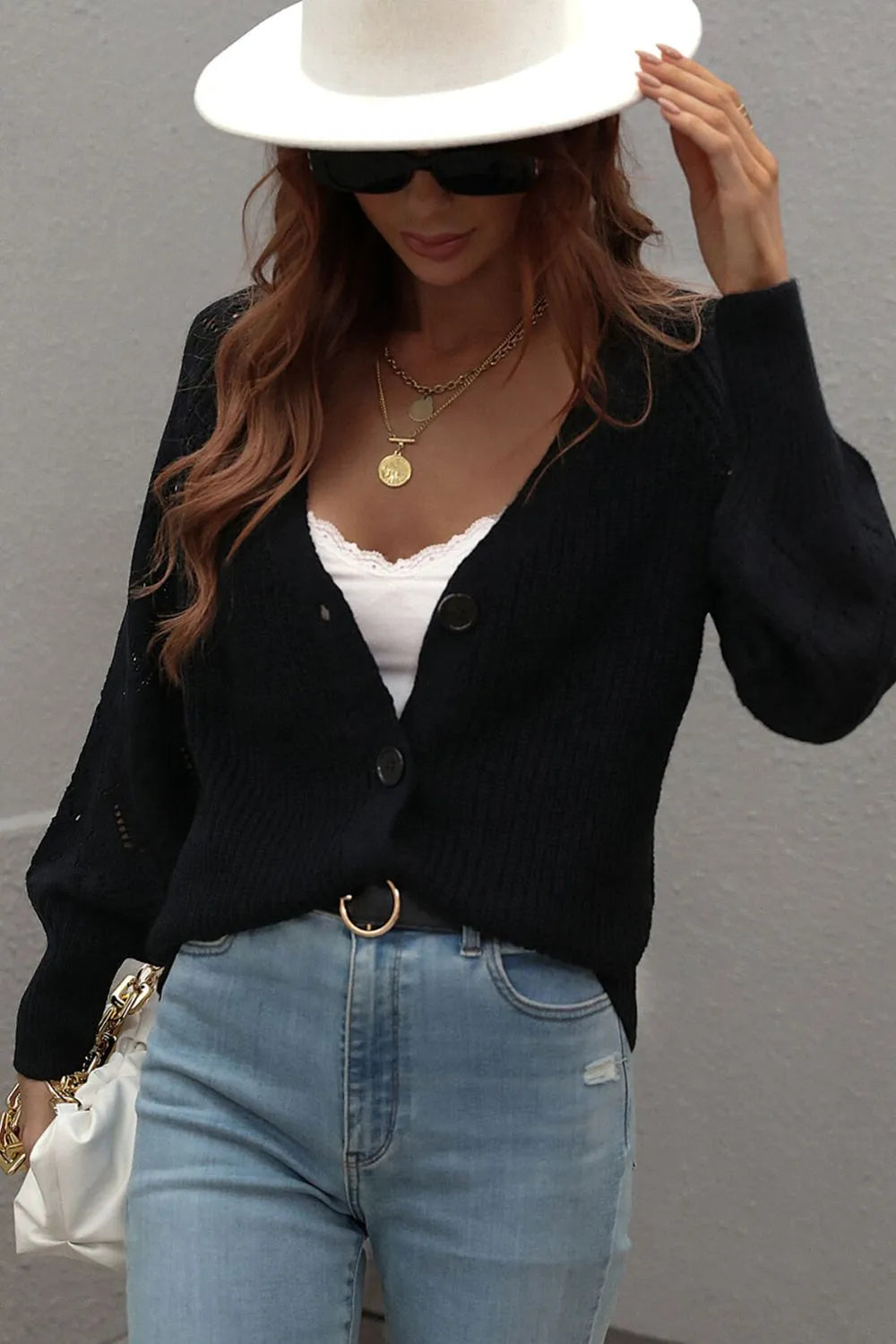 Rib-knit Plunge Raglan Sleeve Cardigan (15)
