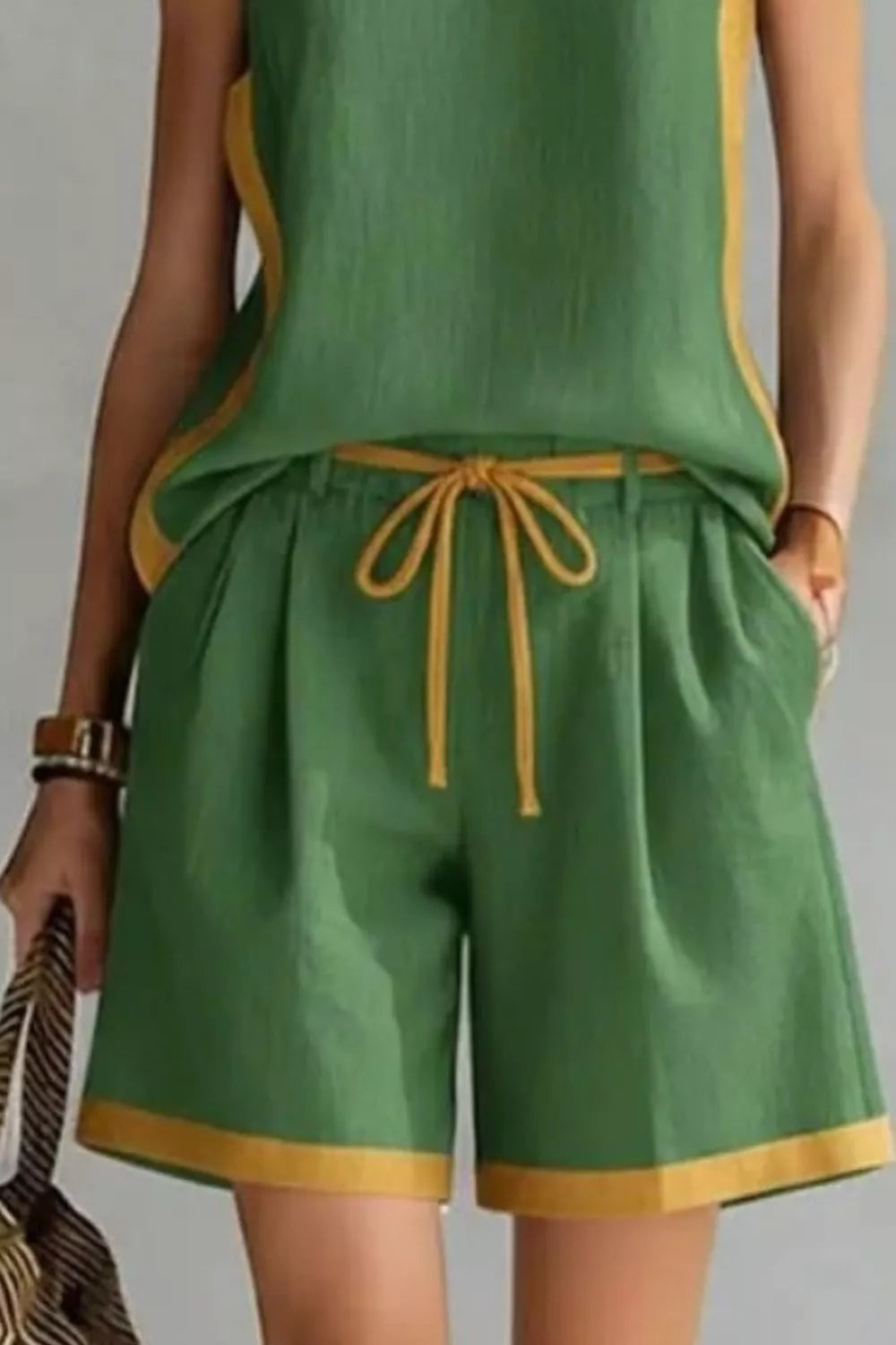 Contrast Trim Tank Shorts Set (9)